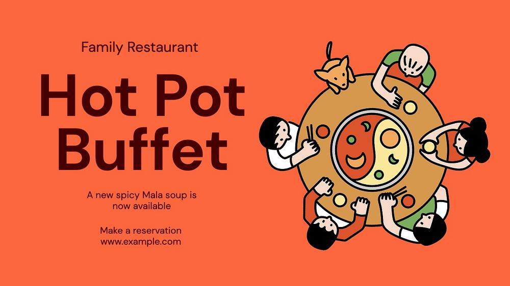 Hot pot buffet blog banner template, editable text