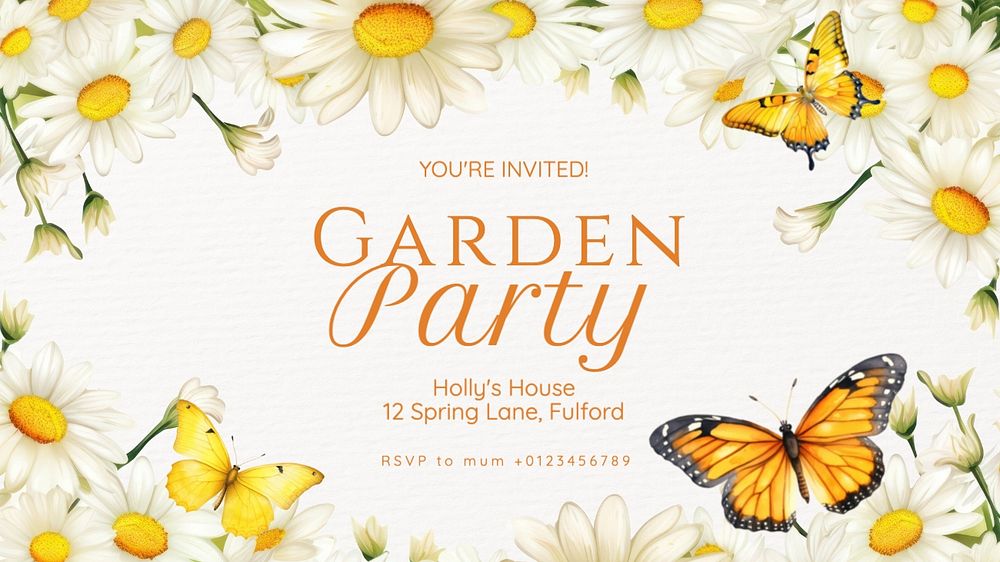 Garden party blog banner template, editable text