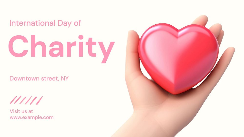 Charity day blog banner template, editable text