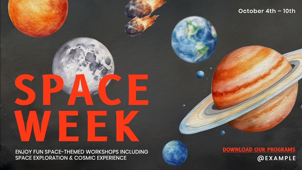 Space week blog banner template, editable text