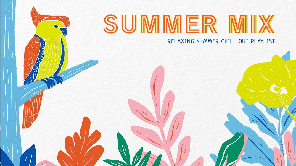 Summer mix playlist blog banner template, editable text