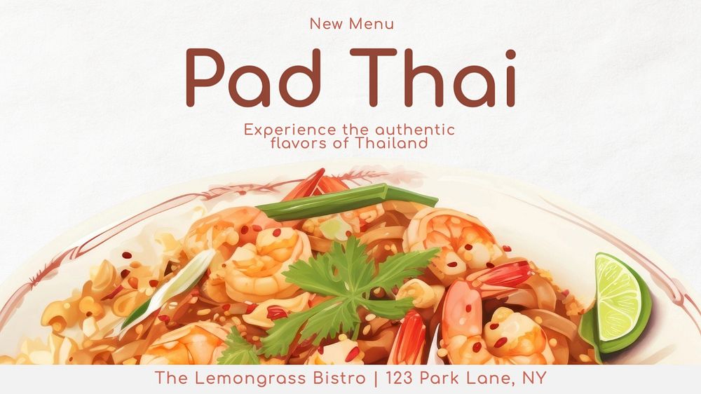 Pad thai blog banner template, editable text