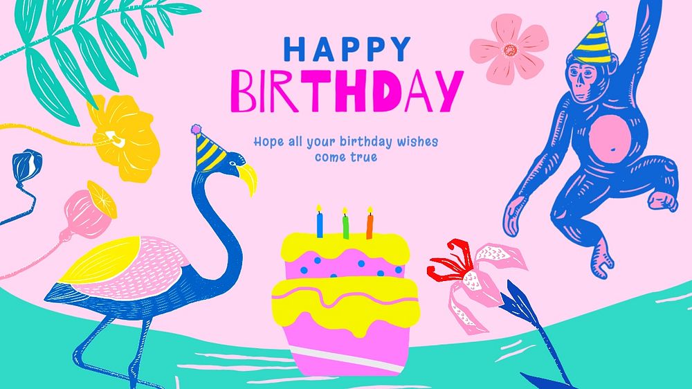 Happy birthday blog banner template, editable text