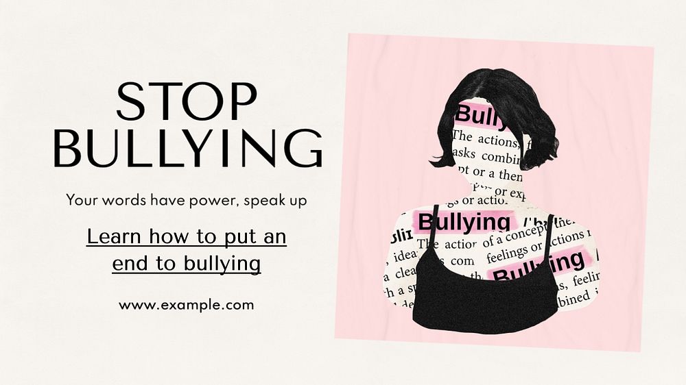 Stop bullying blog banner template, editable text