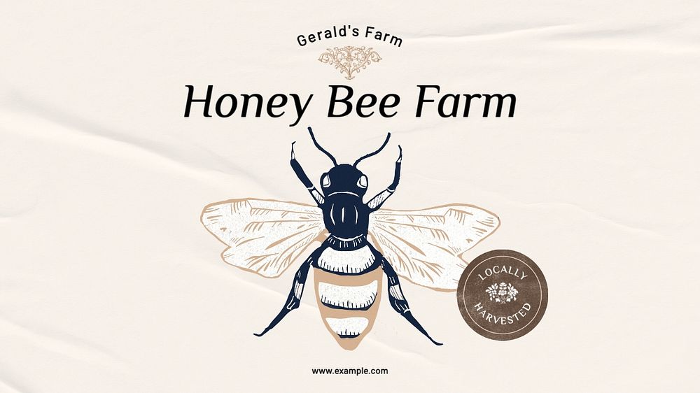 Honey bee farm blog banner template, editable text