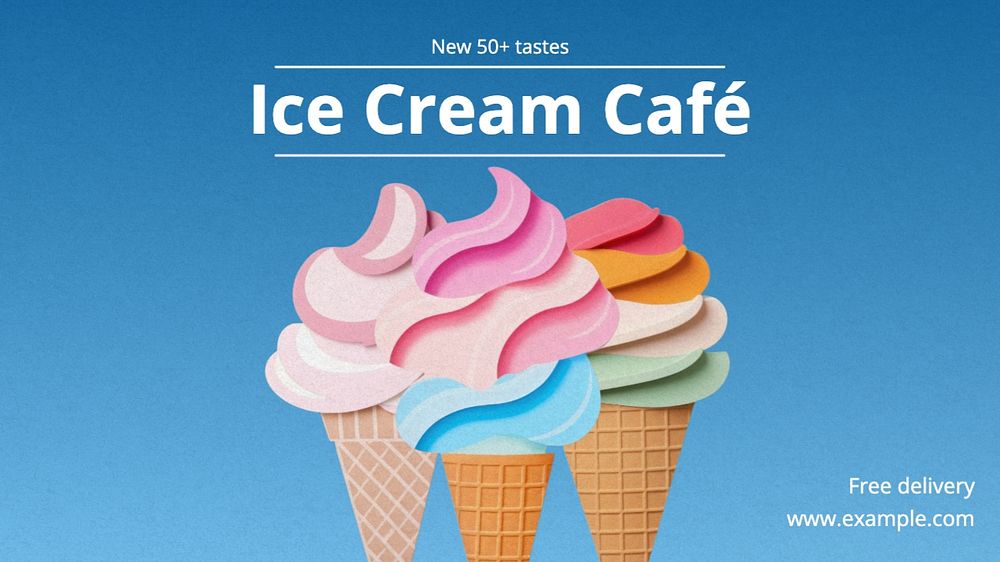 Ice cream cafe blog banner template, editable text