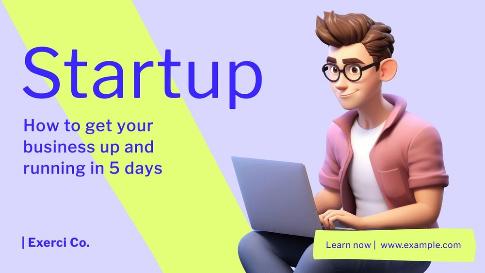 Startup blog banner template, editable text