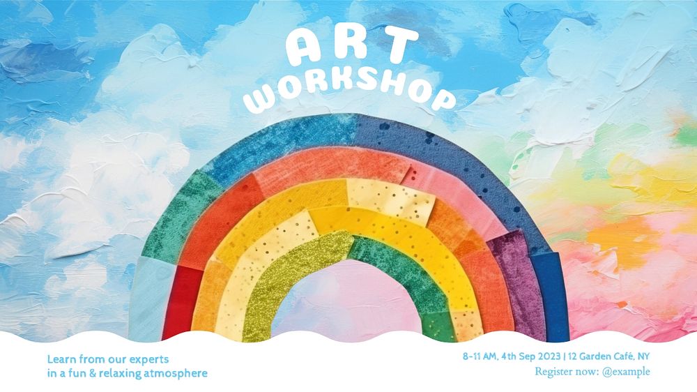 Art workshop blog banner template, editable text