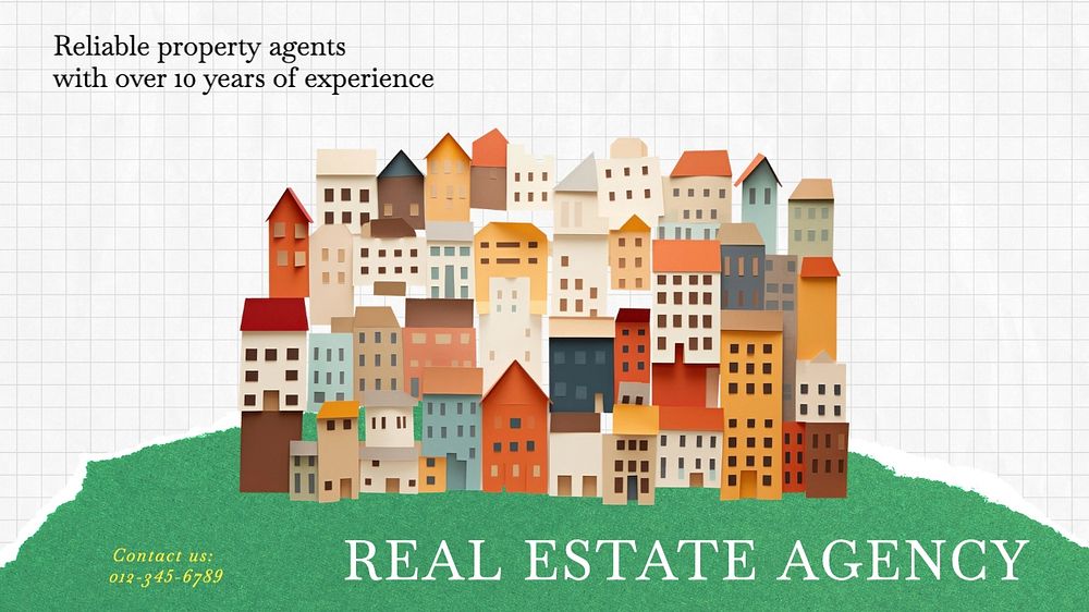 Real estate agency blog banner template, editable text