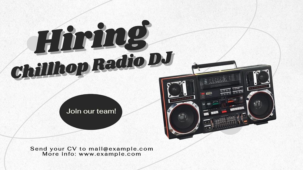 DJ hiring blog banner template, editable text