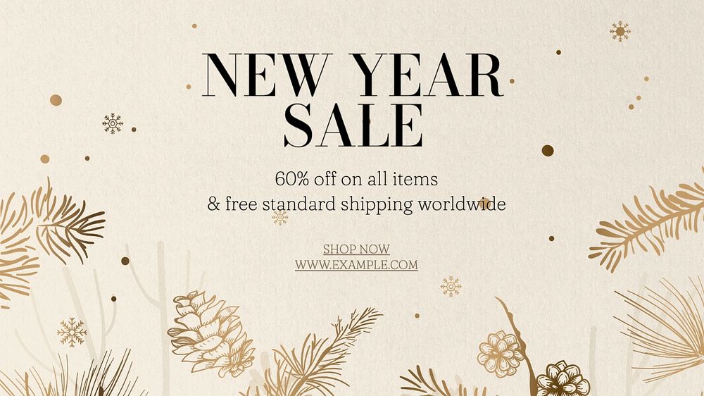 New Year sale blog banner template, editable text