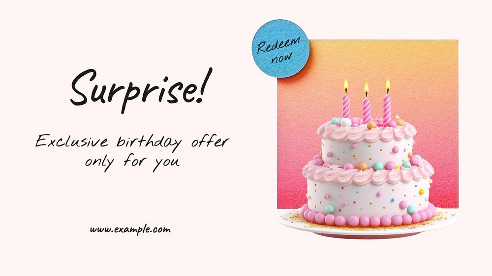 Surprise offer blog banner template, editable text