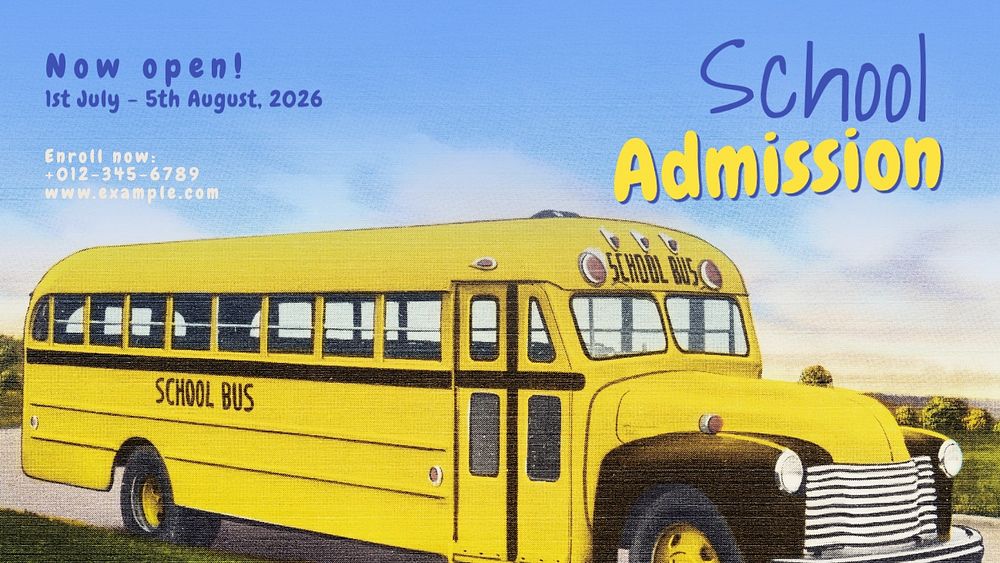 School admission blog banner template, editable text