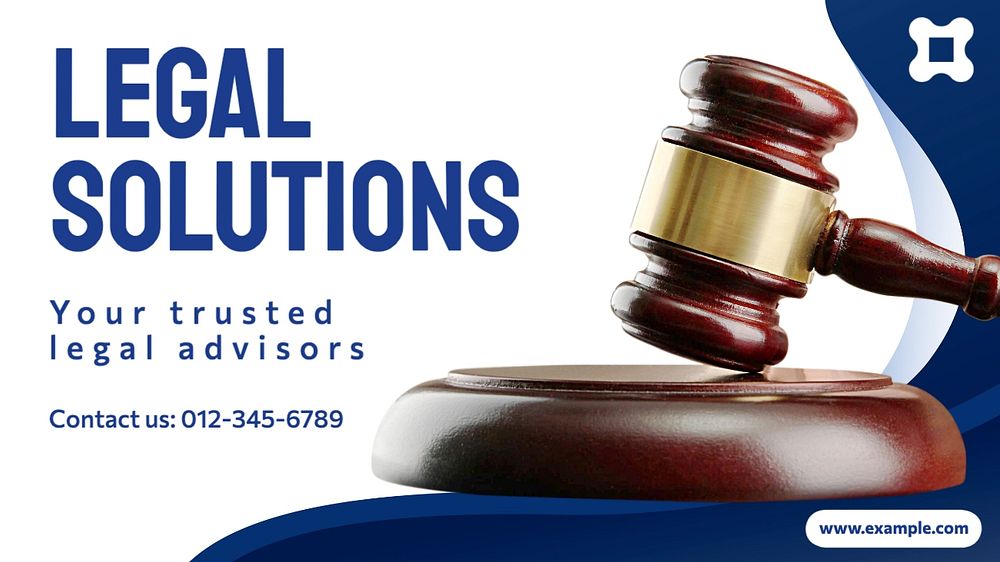 Legal solution blog banner template, editable text