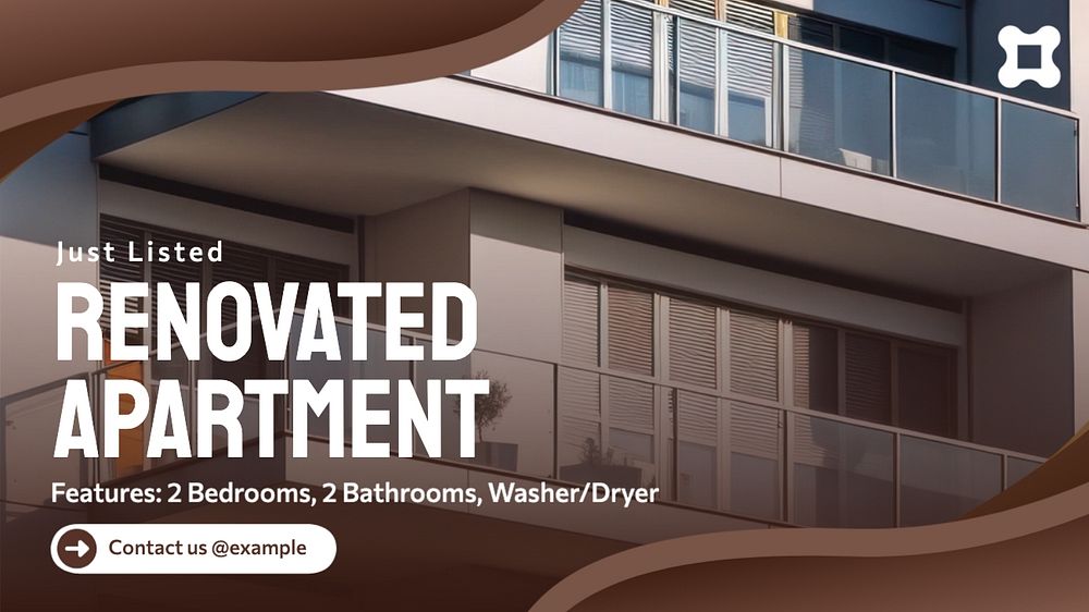 Renovated apartment  blog banner template, editable text