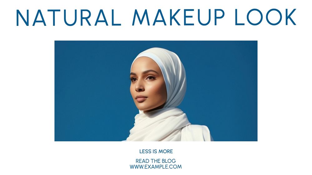 Natural makeup look  blog banner template, editable text