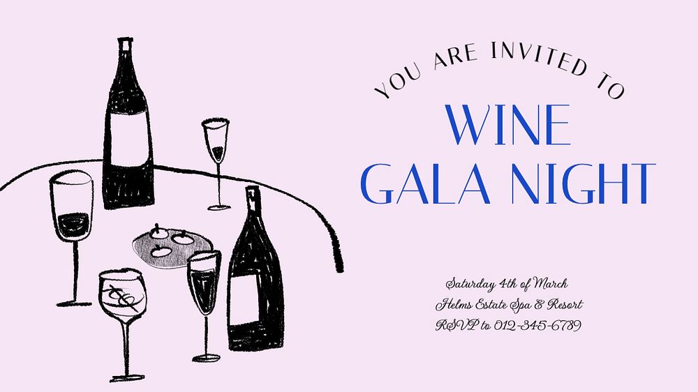 Wine gala night blog banner template, editable text