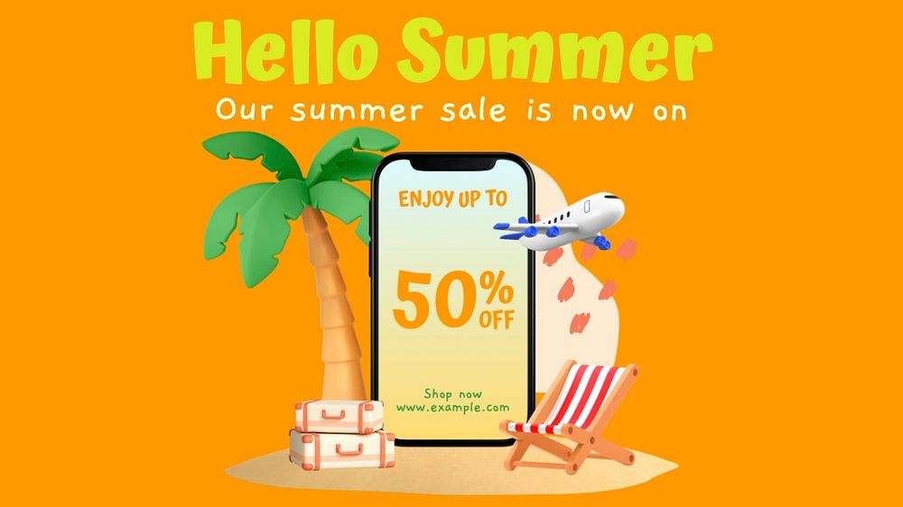 Summer sale blog banner template, editable text