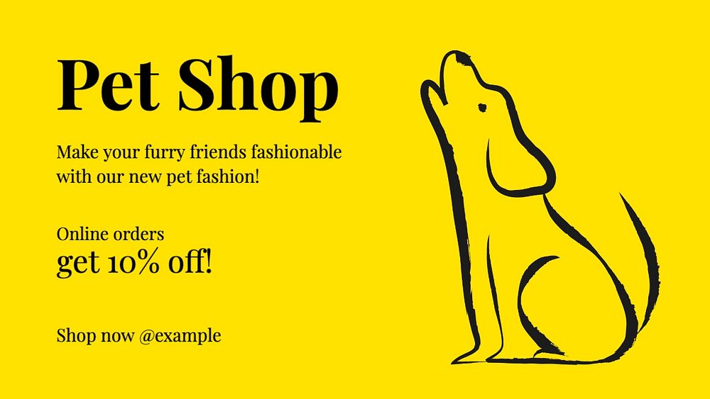 Pet shop blog banner template, editable text