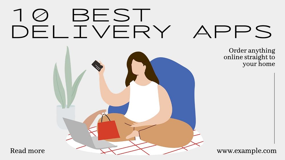 Best delivery apps blog banner template, editable text