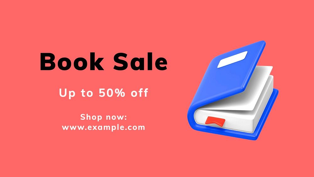 Book sale blog banner template, editable text