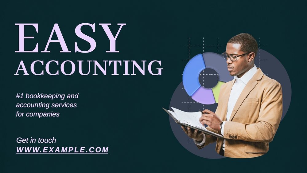 Accounting services blog banner template, editable text