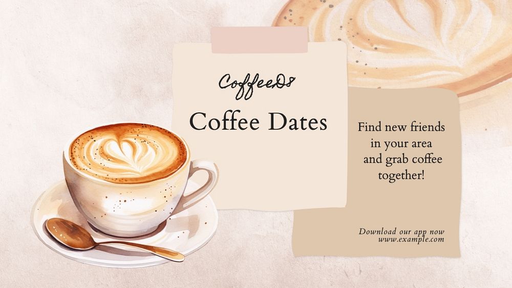 Coffee dates blog banner template, editable text