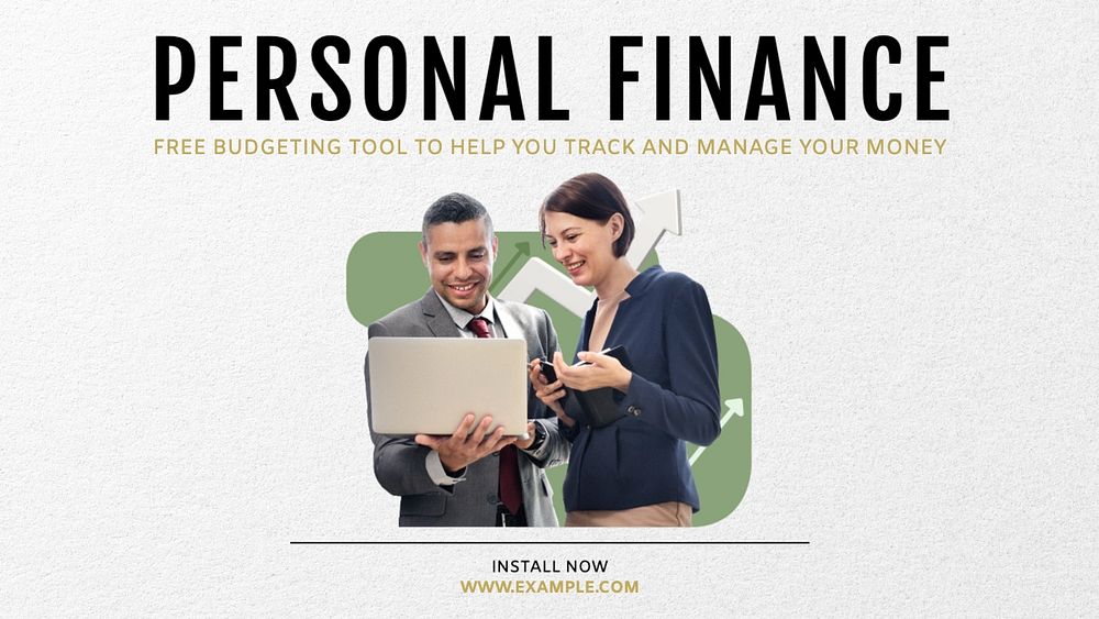 Personal finance blog banner template, editable text