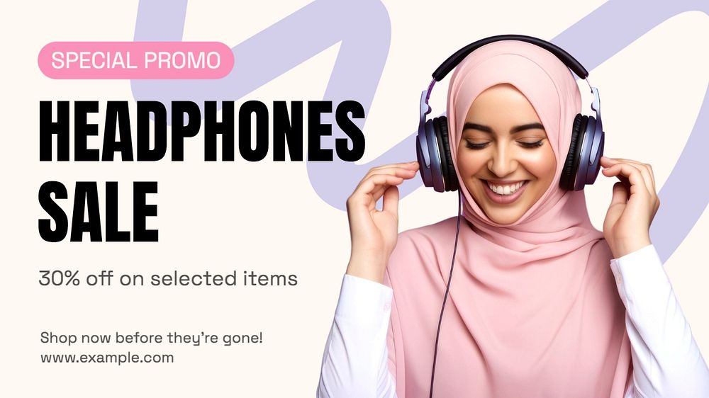 Headphones sale blog banner template