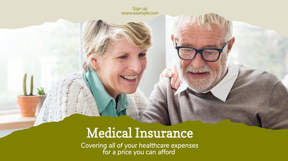 Medical insurance blog banner template, editable text