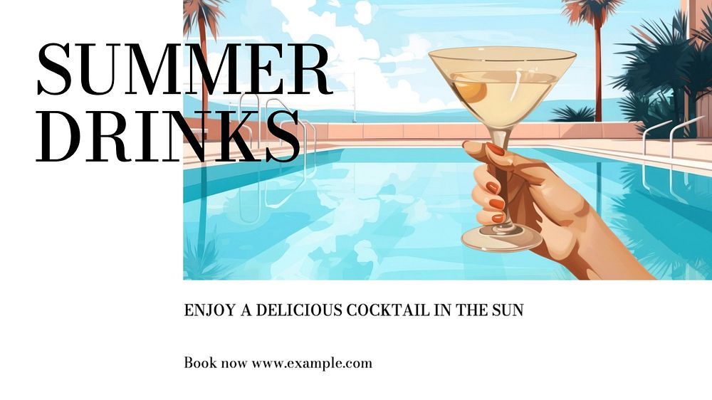 Summer drinks blog banner template, editable text