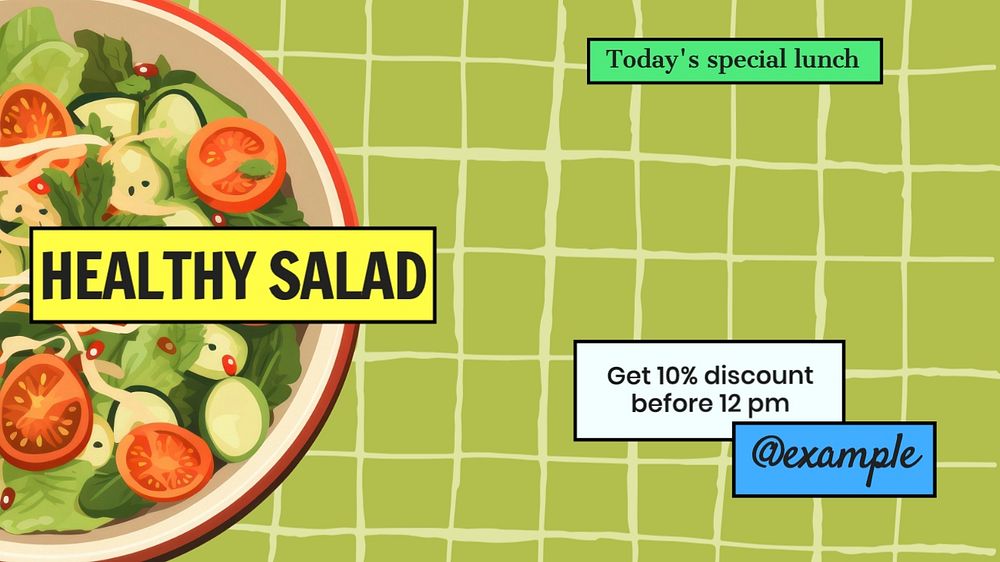 Healthy salad  blog banner template, editable text