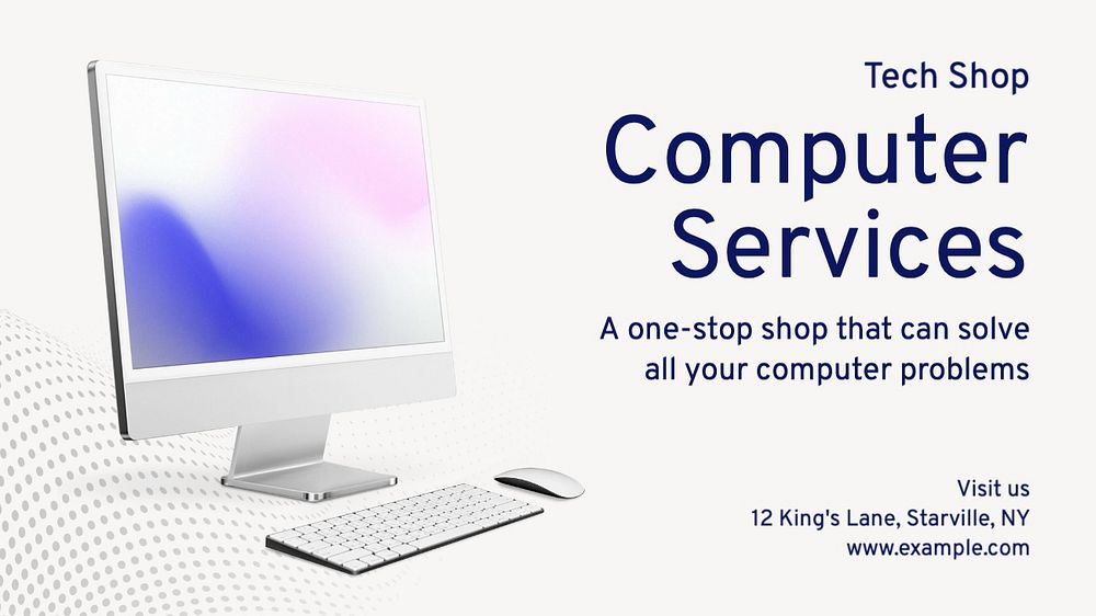 Computer services blog banner template, editable text