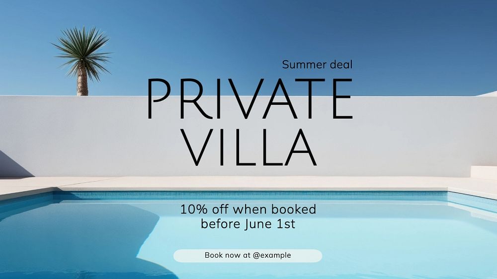 Private villa blog banner template, editable text