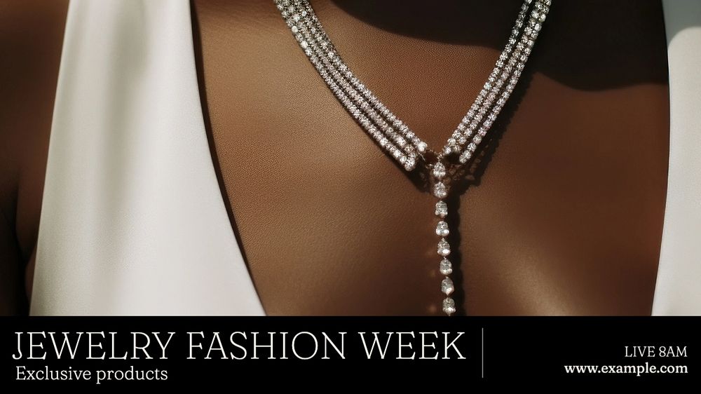 Jewelry fashion week  blog banner template, editable text