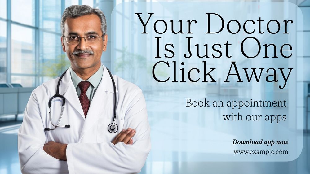 Online doctor blog banner template, editable text