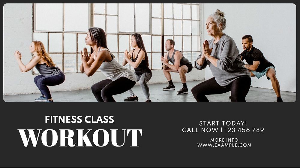 Gym fitness class blog banner template, editable text