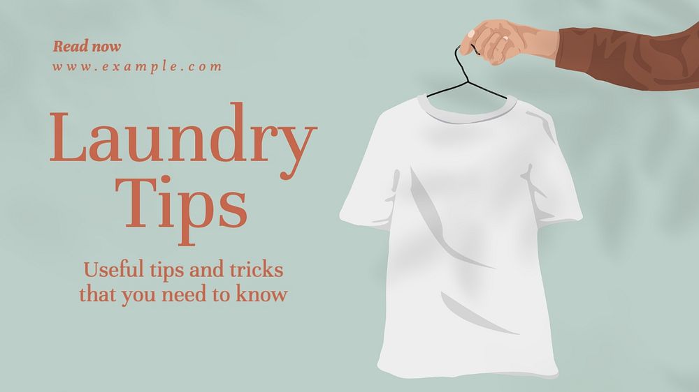 Laundry tips blog banner template, editable text