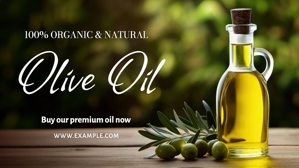 Olive oil blog banner template, editable text