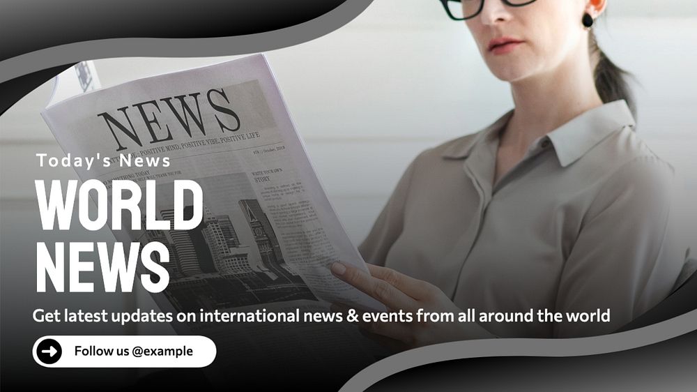 World news  blog banner template, editable text