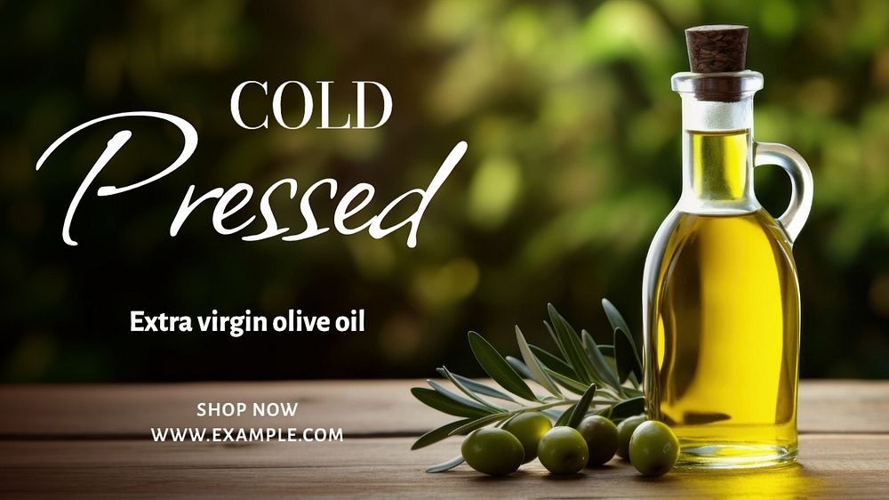 Olive oil blog banner template, editable text