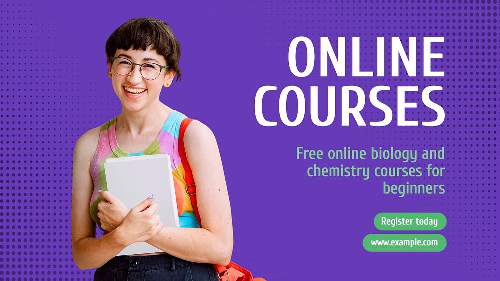 Online courses blog banner template, editable text