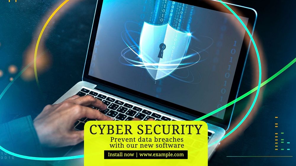 Cyber security blog banner template, editable text