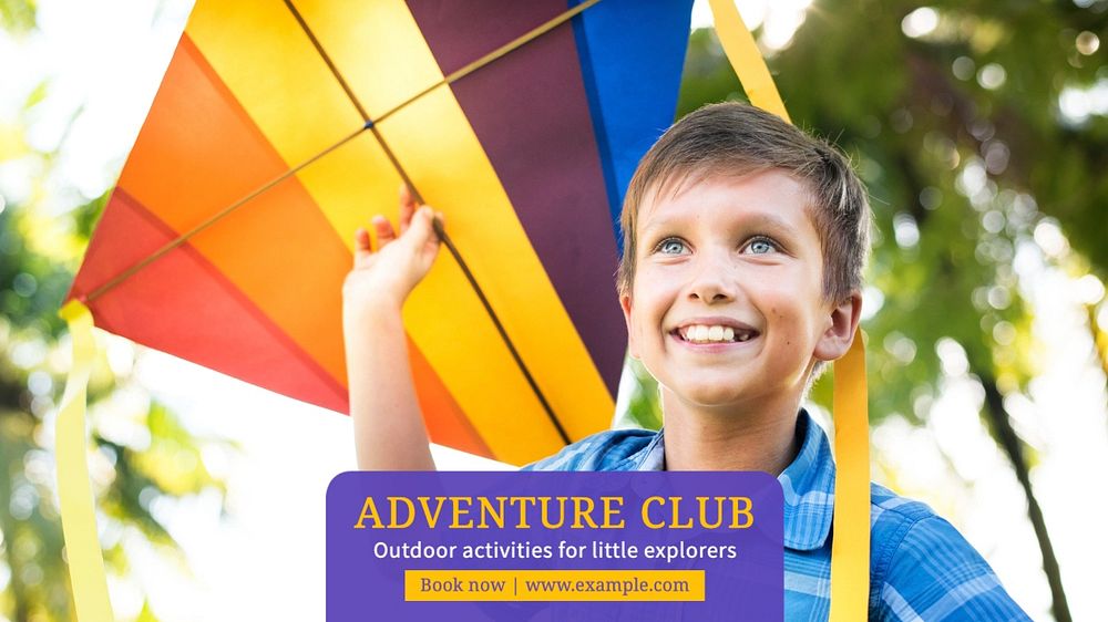 Kids adventure club blog banner template, editable text