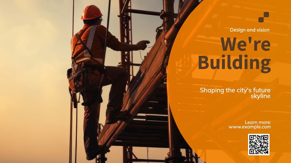 Construction site blog banner template, editable text