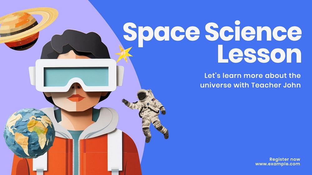 Space science lesson blog banner template, editable text