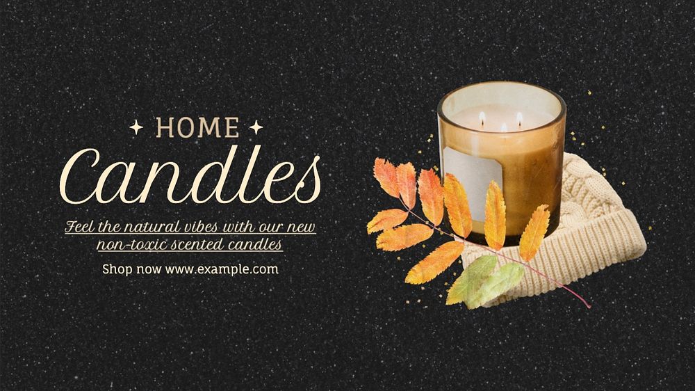 Home candles blog banner template, editable text