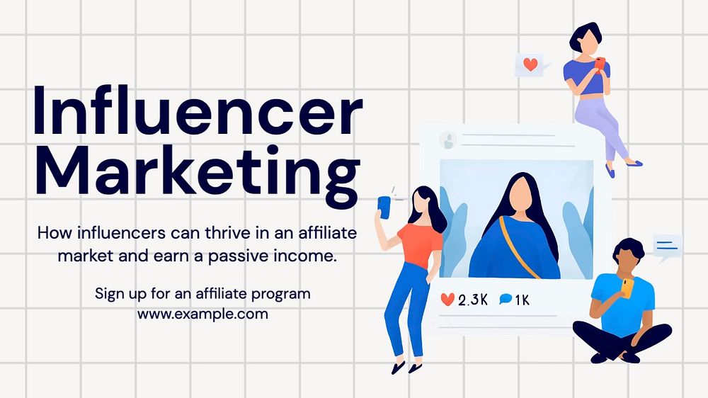 Influencer marketing blog banner template, editable text