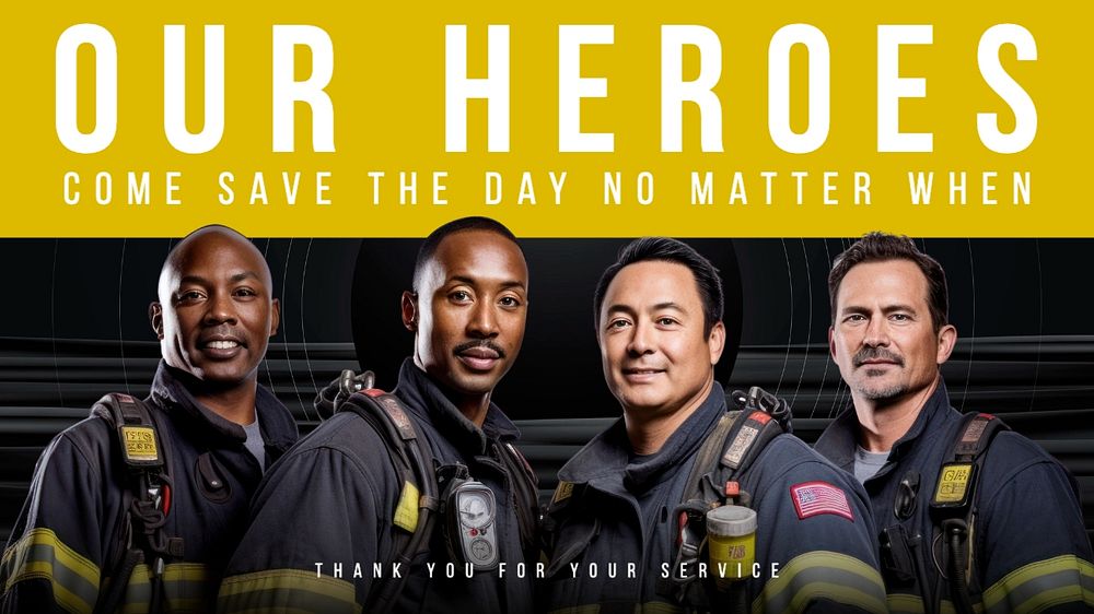 Firefighter service blog banner template, editable text