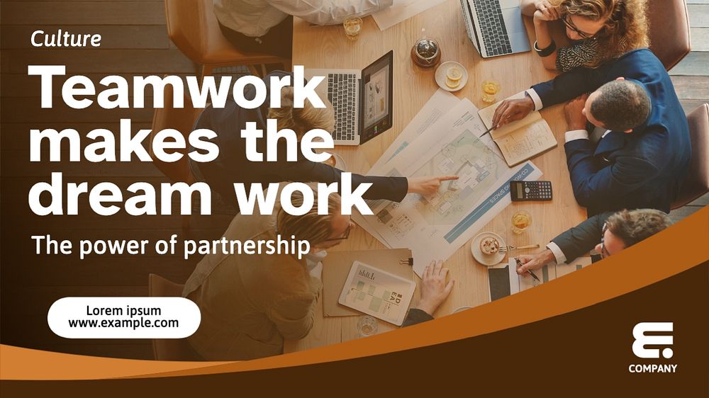 Teamwork blog banner template, editable text